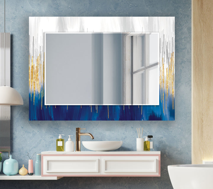 Marble Gold & Blue Wall Mirror Mosaic Wall Mirror
