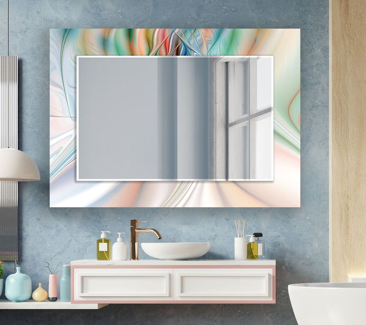 Shiny 3D Abstract Wall Mirror Green Mirror	
