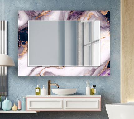 Abstract Tempered Glass Wall Mirror