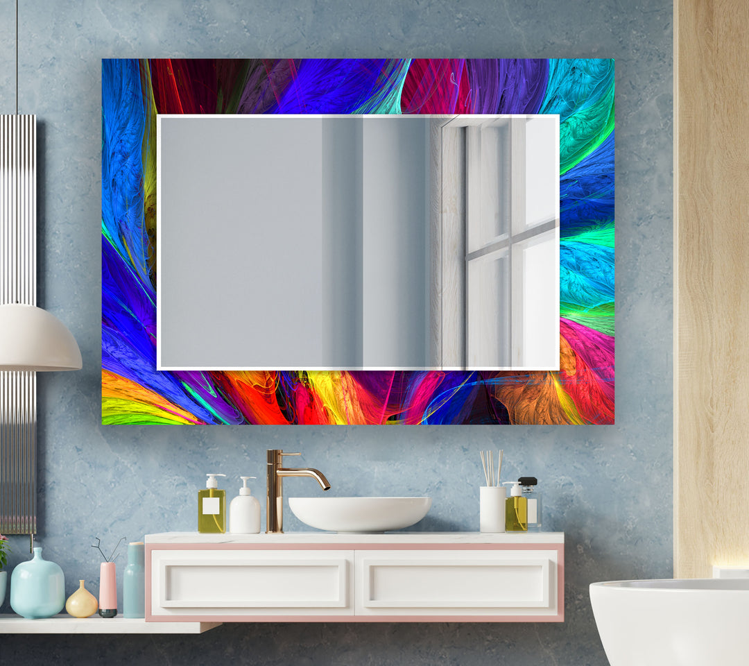 Abstract Neon Wall Mirror Round Mirror
