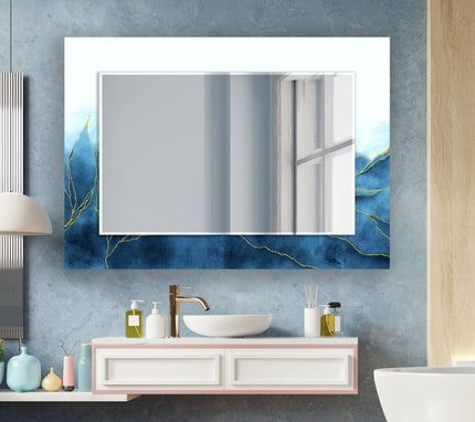 Abstract Tempered Glass Wall Mirror