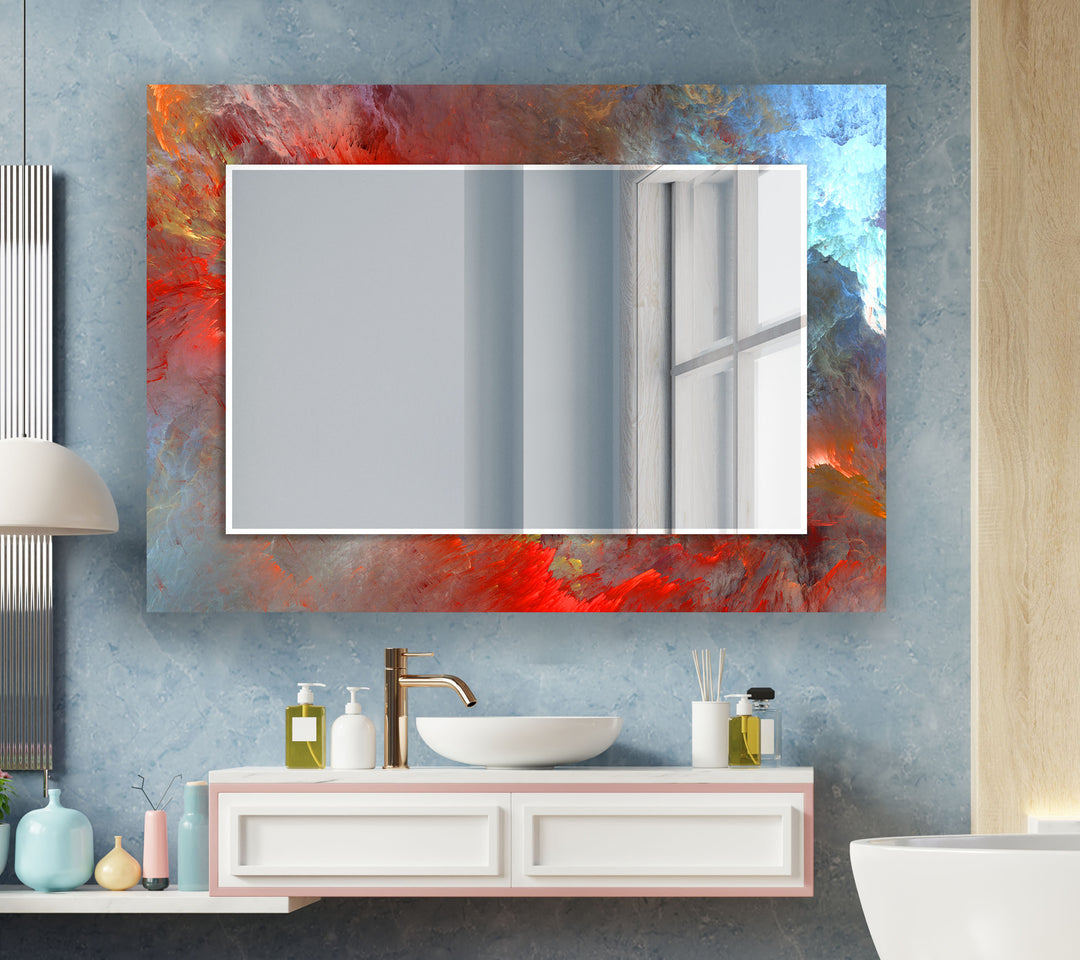 Red & Blue Abstract Wall Mirrors gold frame mirror
