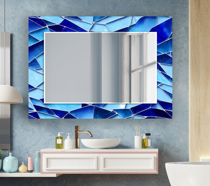 Stained Cracked Blue Wall Mirror oversized wall mirrors
