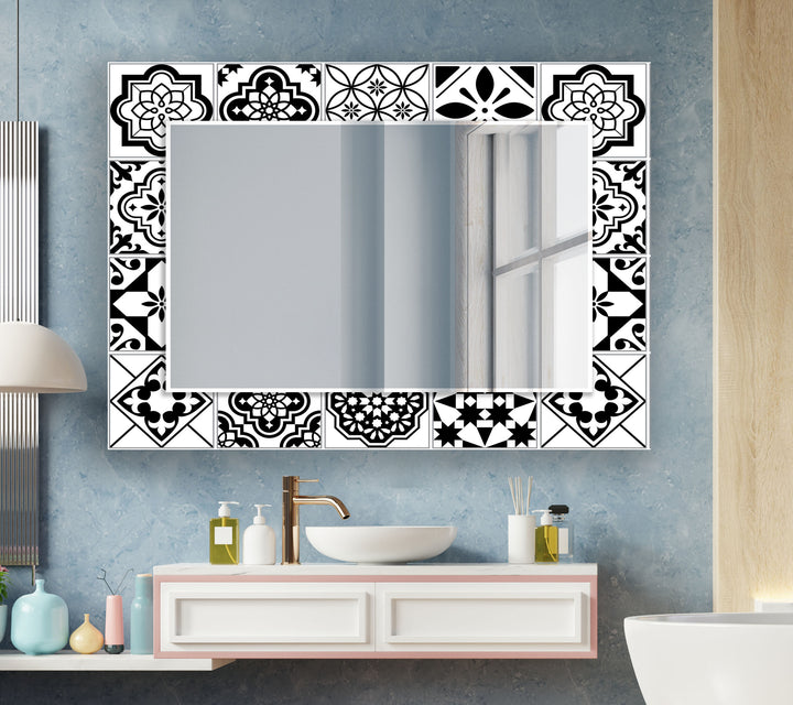 Black White Mosaic Wall Mirror