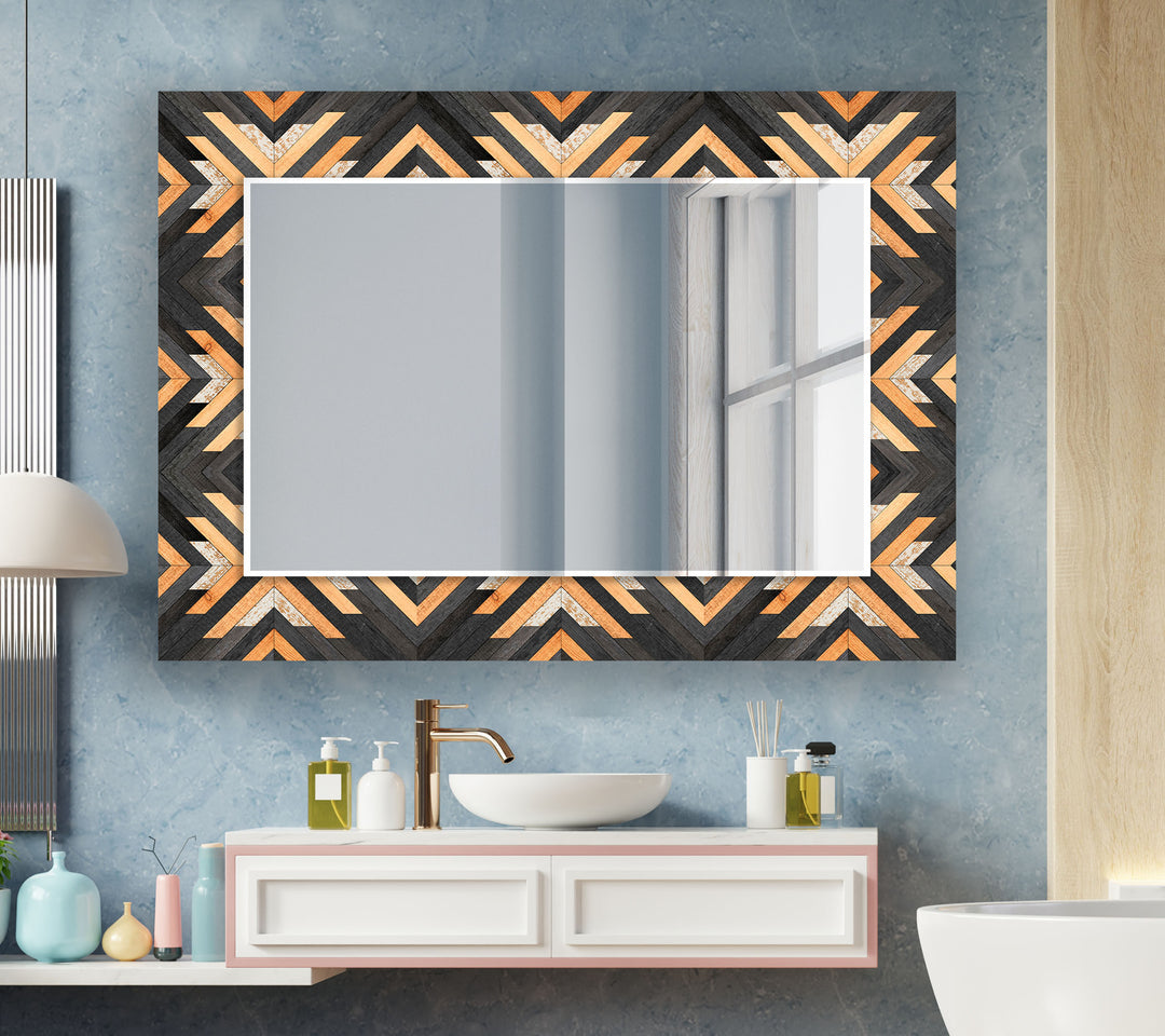 Wood Design Black Orange Wall Mirror big wall mirror
