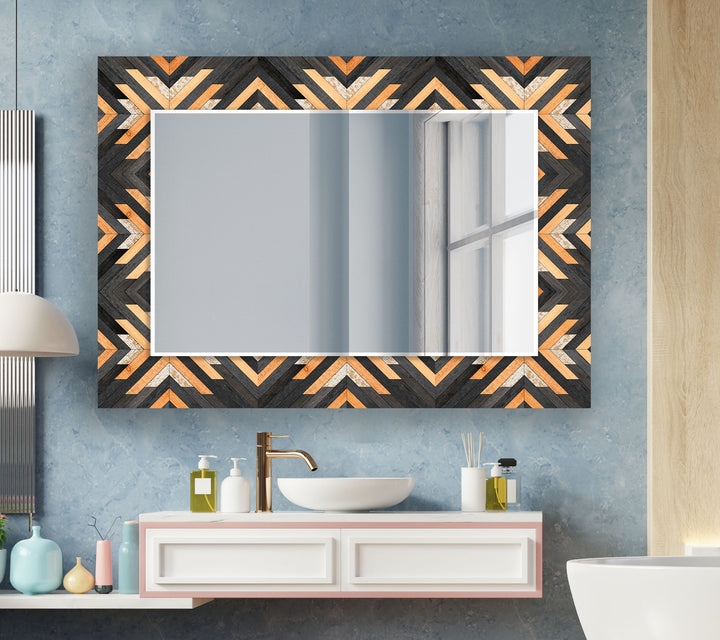 Wood Design Black Orange Wall Mirror big wall mirror
