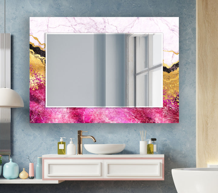 Pink & Golden White Wall Mirror big wall mirror
