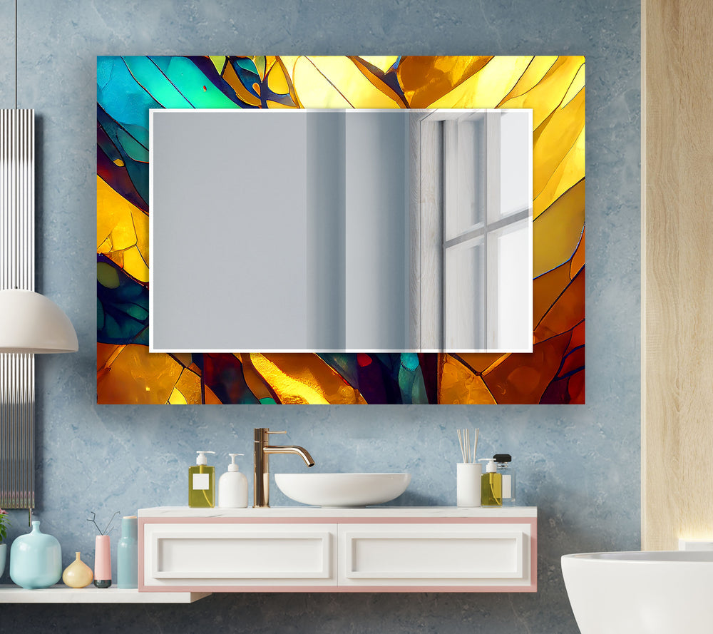 Stained Gold Wall Mirror white mirror
