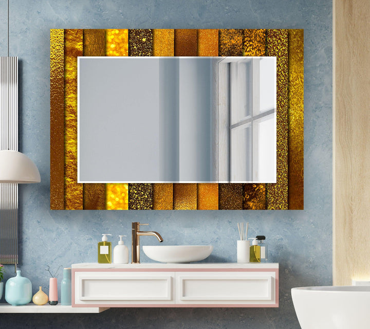 Golden Abstract Wall Mirror Square Mirror
