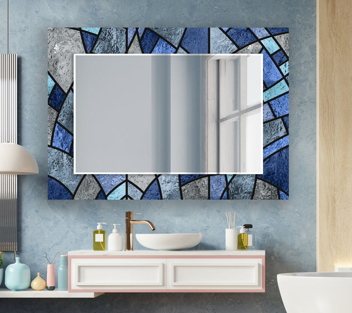 Blue Stained Wall Mirrors Long Wall Mirror
