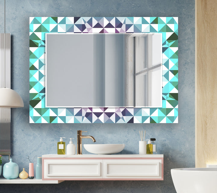 Turquoise Mosaic Round Wall Mirror Green Wall Mirror
