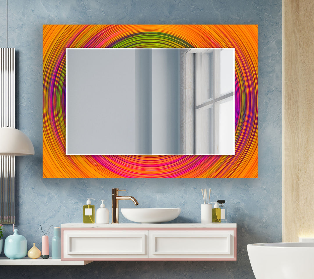 Orange & Pink Circles Wall Mirrors Dining Room Mirror
