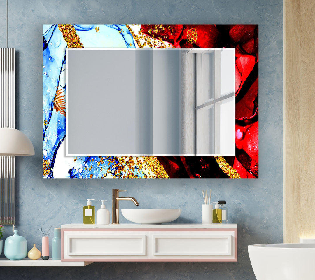 Golden Red & Blue Wall Mirror large wall mirror
