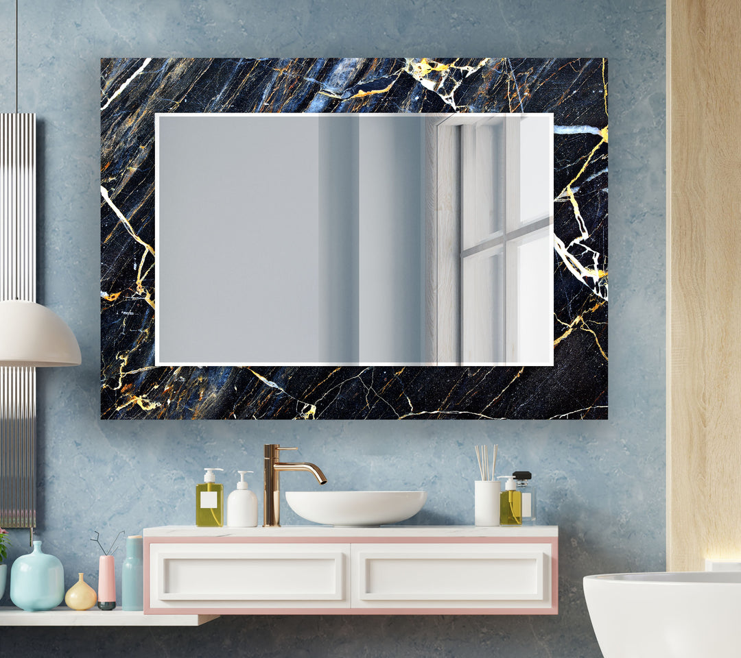 Dark Marble Abstract Wall Mirrors Green Mirror	
