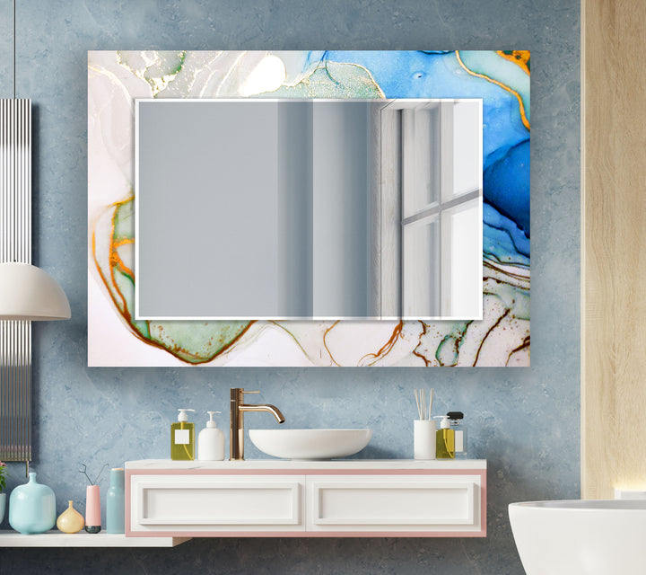 White Blue Details Wall Mirror big wall mirror
