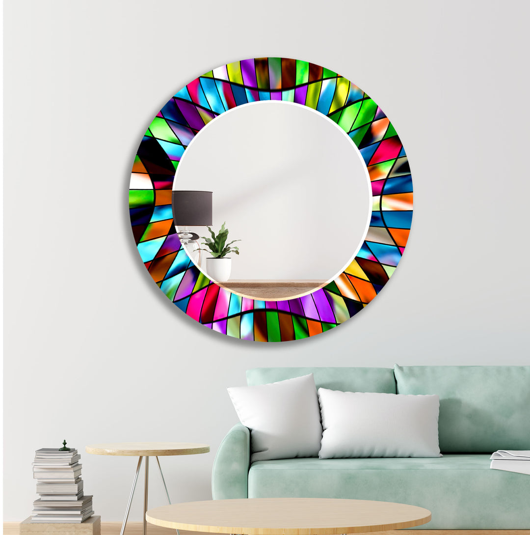 Stained Colored Blocks Wall Mirror Abstract Mirror
