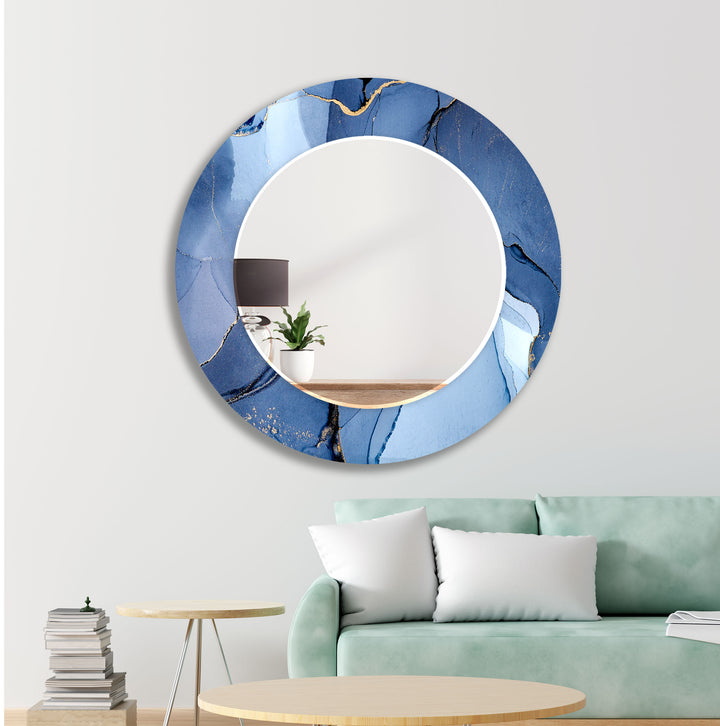 Abstract Blue Marble Wall Mirror oversized wall mirrors
