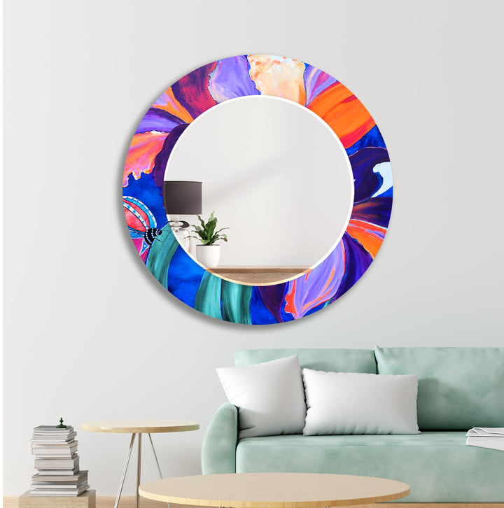 Purple Orange Flower Wall Mirrors wall mirror
