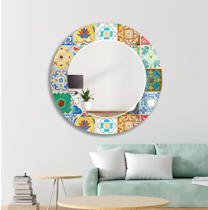 Green Mosaic Wall Mirror gold floor mirror