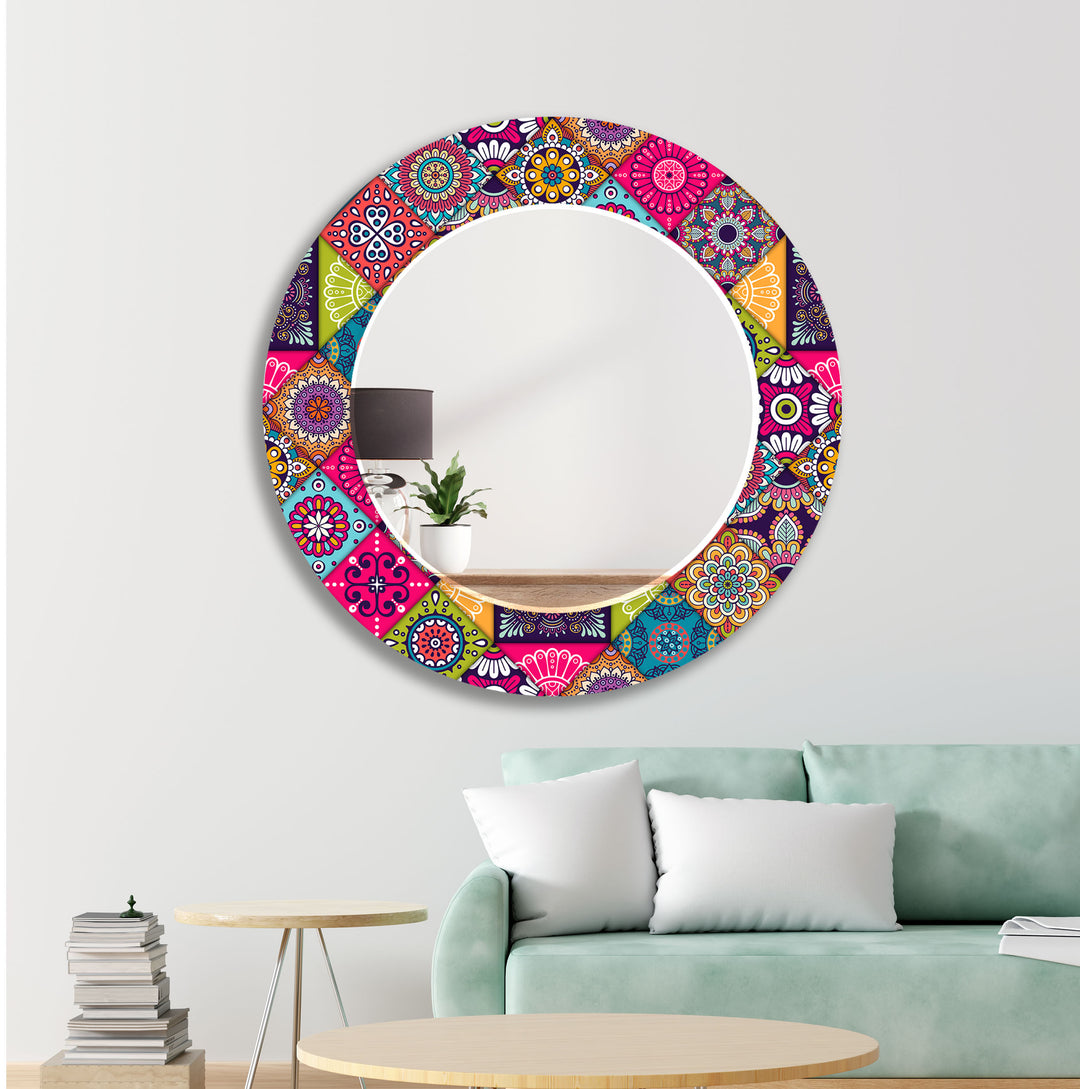 Red and Pink Mandala Wall Mirror dining room mirror
