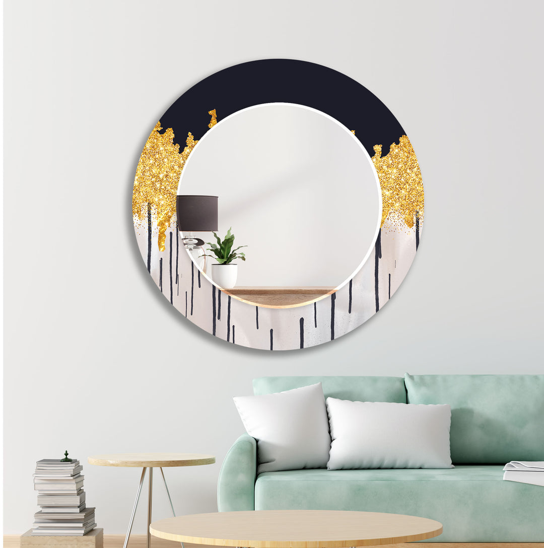 Abstract with Gold Details Wall Mirror Decorative Wall Mirror