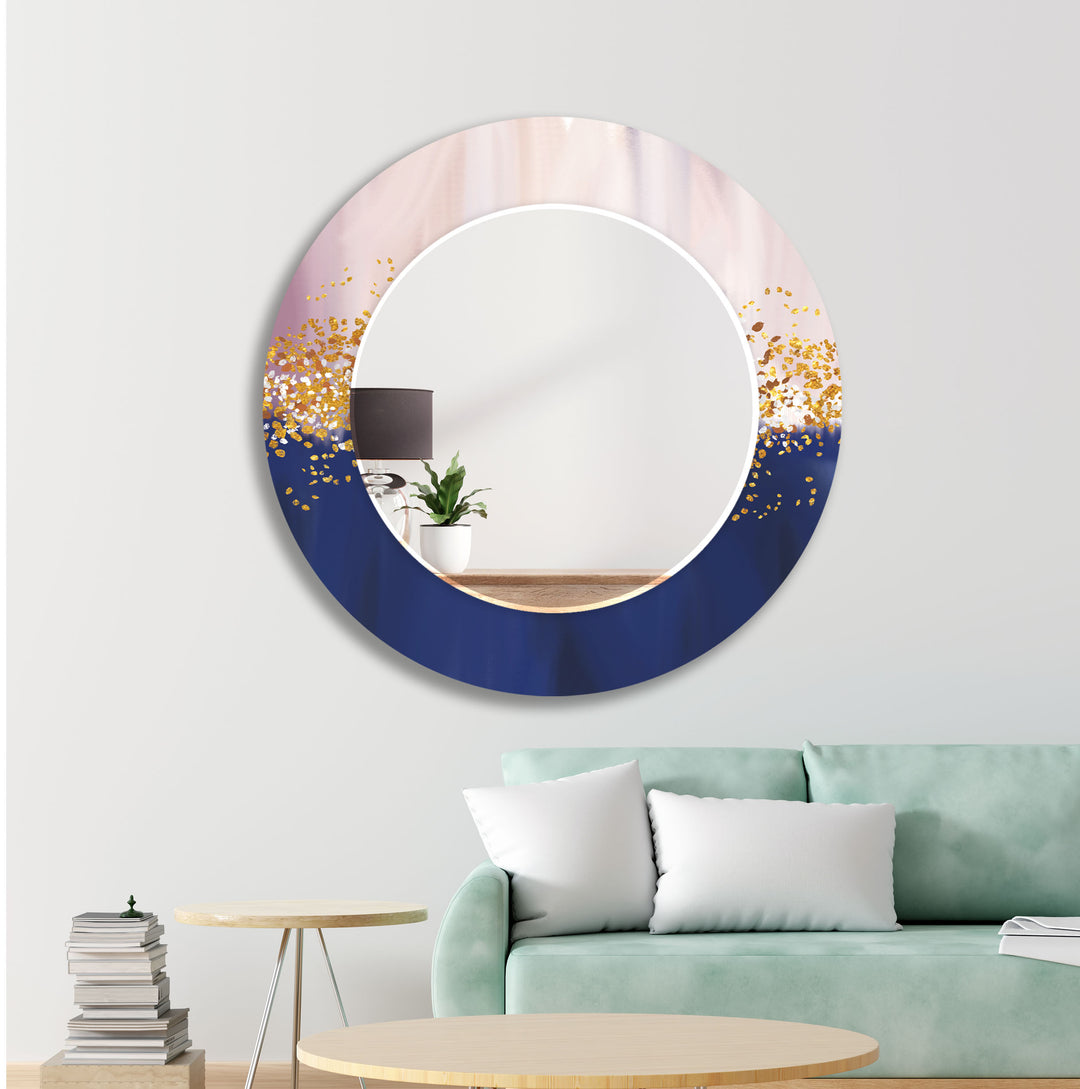 Pink Blue Golden Details Wall Mirrors Decorative Mirror
