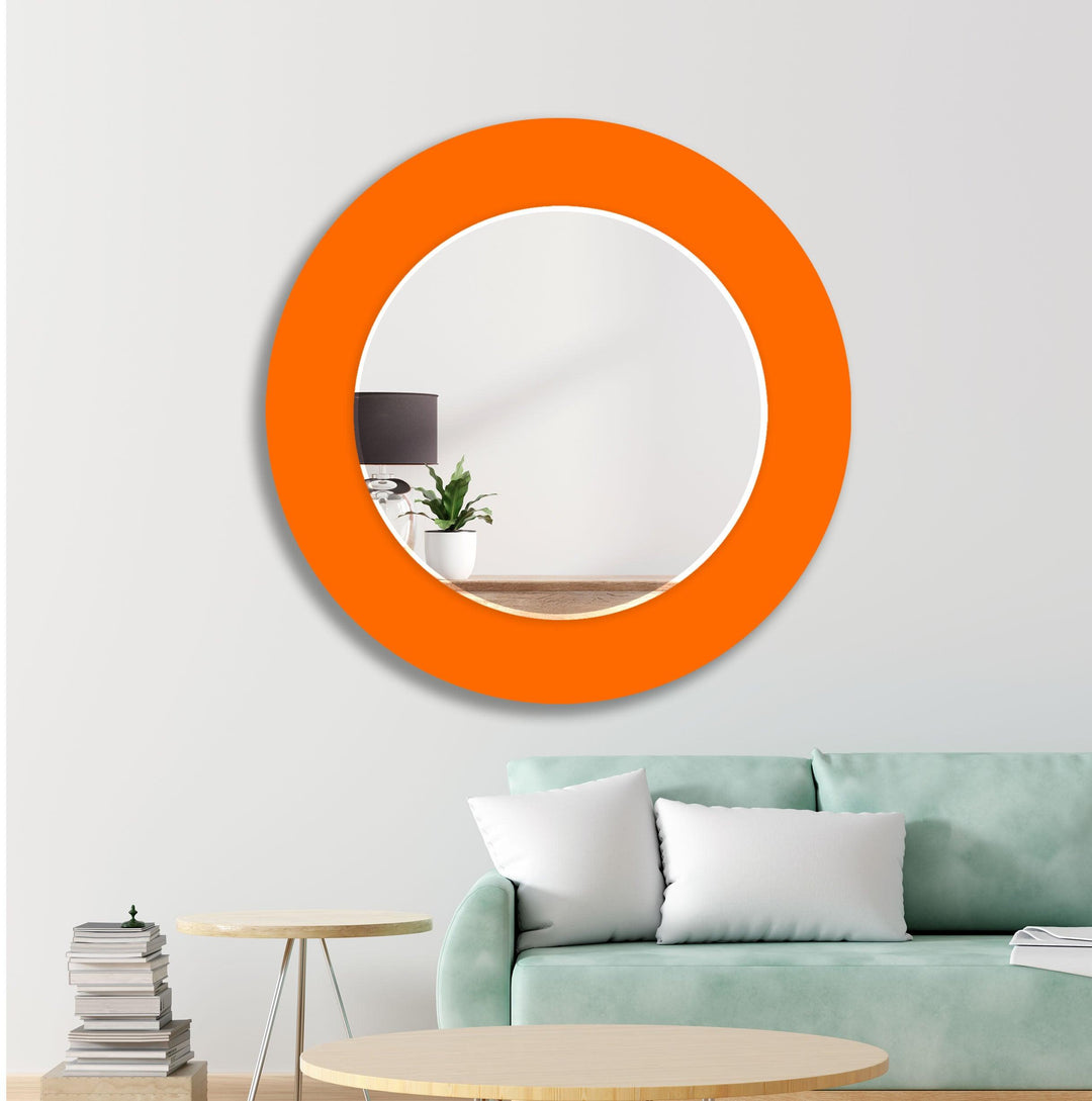 Orange Solid Color Wall Mirrors Mosaic Wall Mirror
