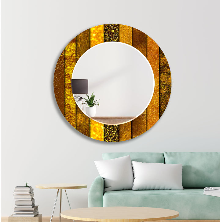 Orange with Golden Details Wall Mirrors Abstract Wall Mirror
