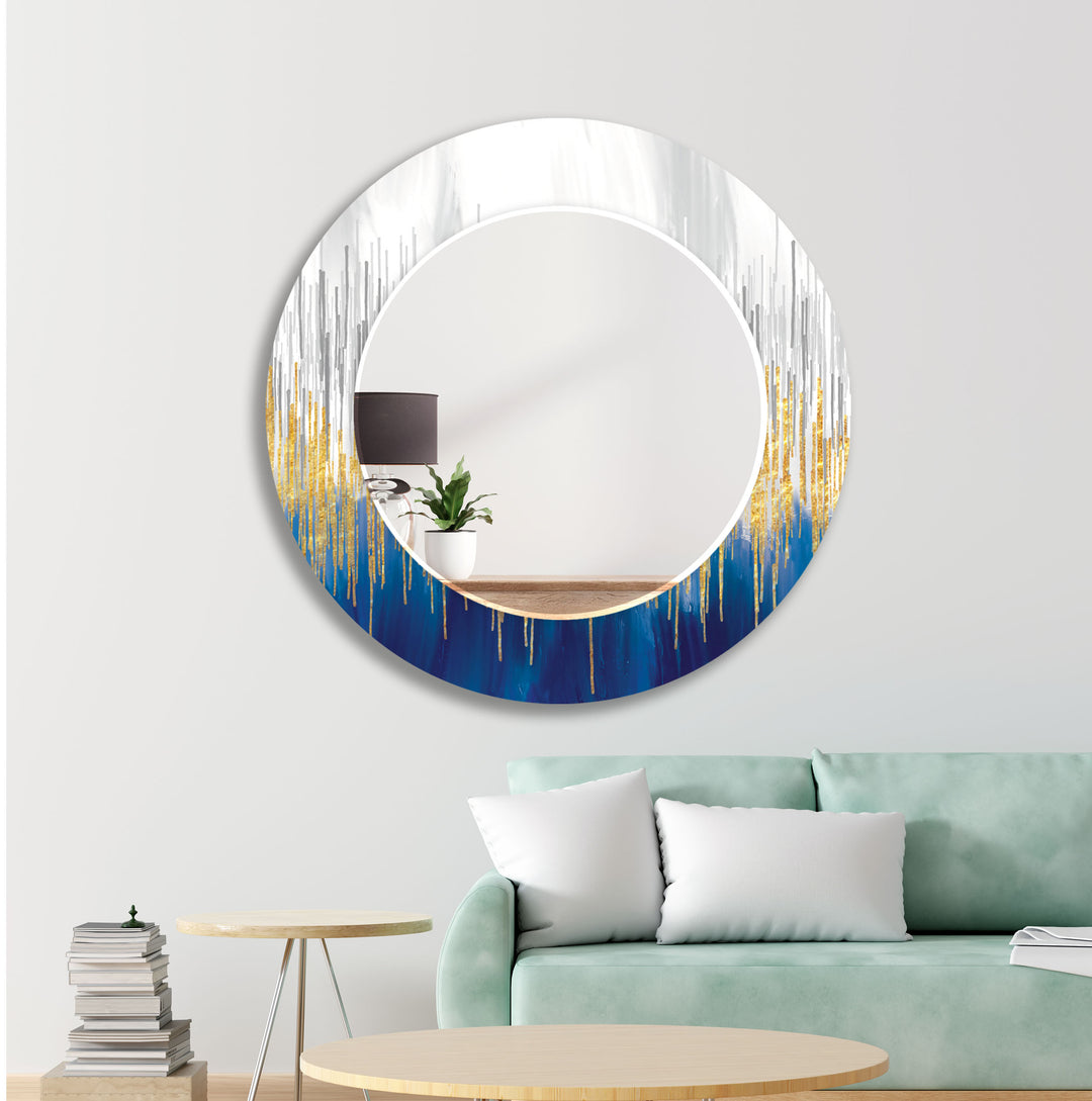 Marble White & Gold Wall Mirror Blue Mirror
