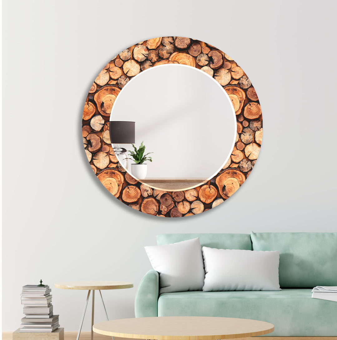 Woods Pattern Round Wall Mirror large floor mirror
