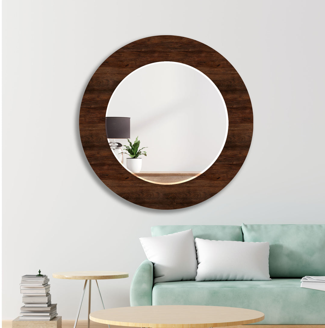 Dark Brown Wood Pattern Wall Mirror Long Mirror
