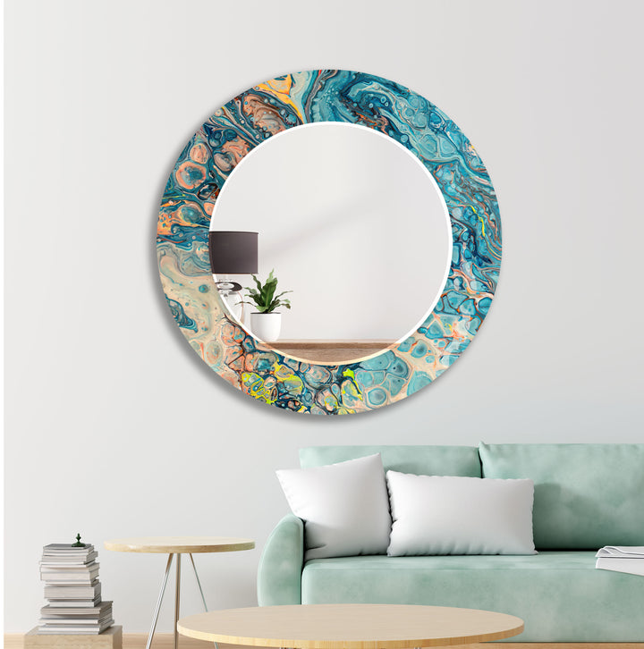 Blue & Silver Marble Wall Mirrors Modern Wall Mirror
