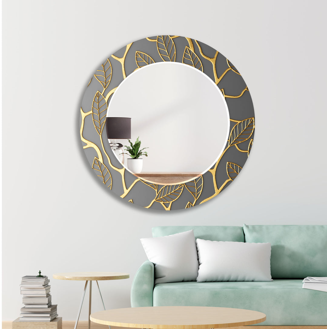 Gold Leaves Wall Mirror Living Room Wall Mirror
