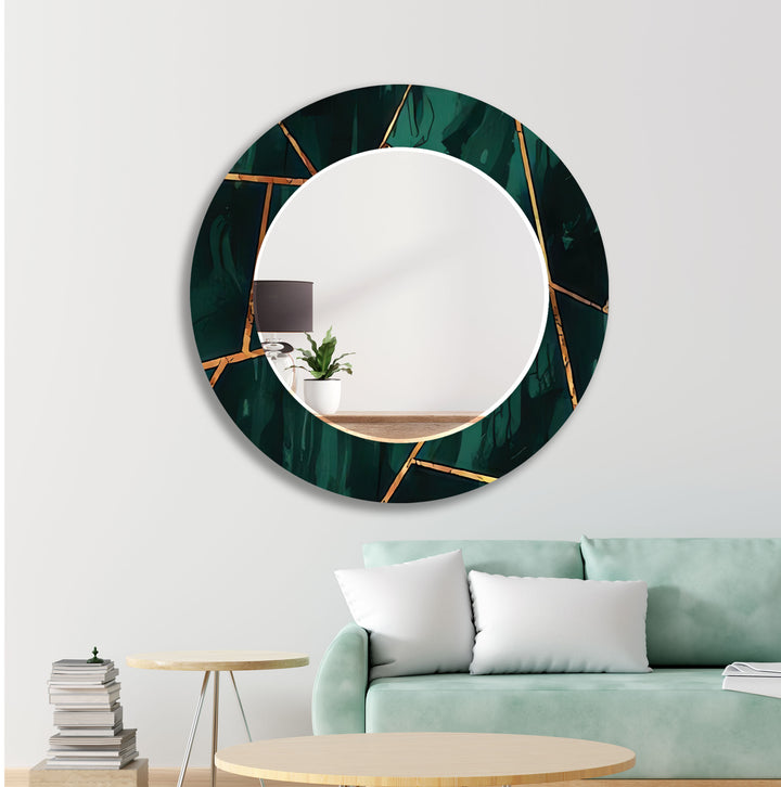 Green Geometric Shapes Wall Mirror mirror with frame
