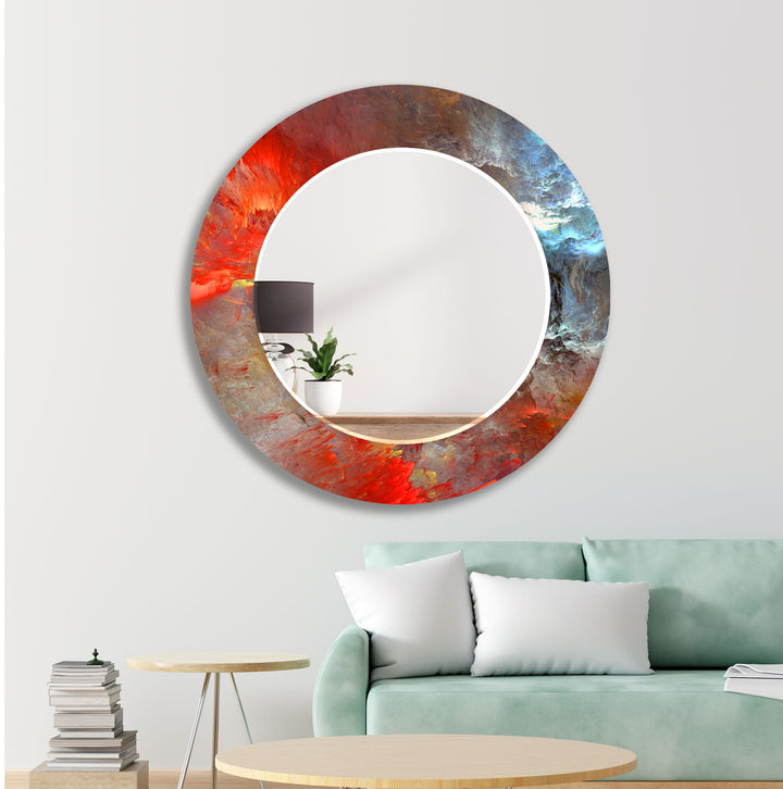 Red & Blue Abstract Wall Mirrors black frame mirror
