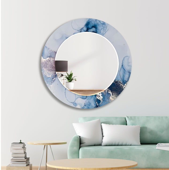 Blue & White Abstract Wall Mirrors Green Wall Mirror
