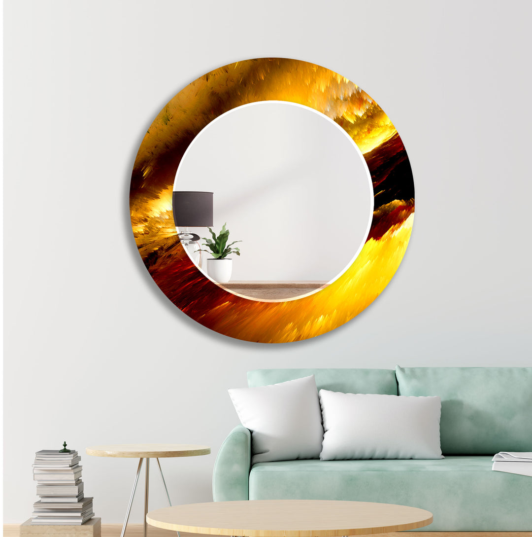 Orange & Beige Abstract Wall Mirrors lighted mirror
