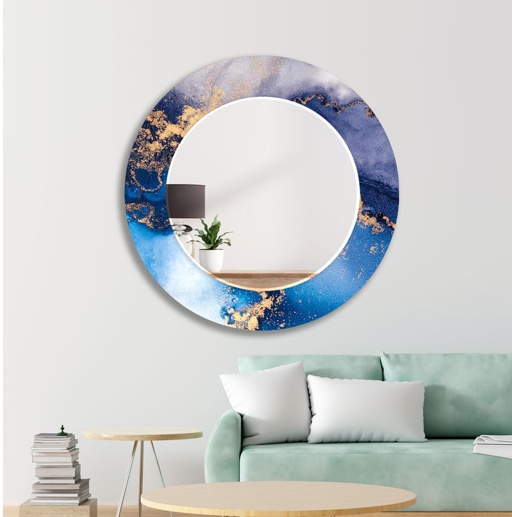 Blue Epoxy Wall Mirror Gold Wall Mirror
