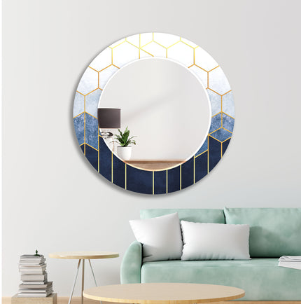 Abstract Tempered Glass Wall Mirror