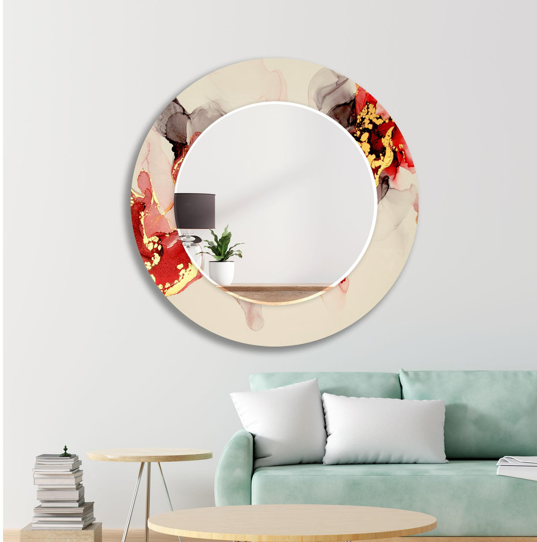 Beige Red Golden Details Wall Mirrors Blue Mirror
