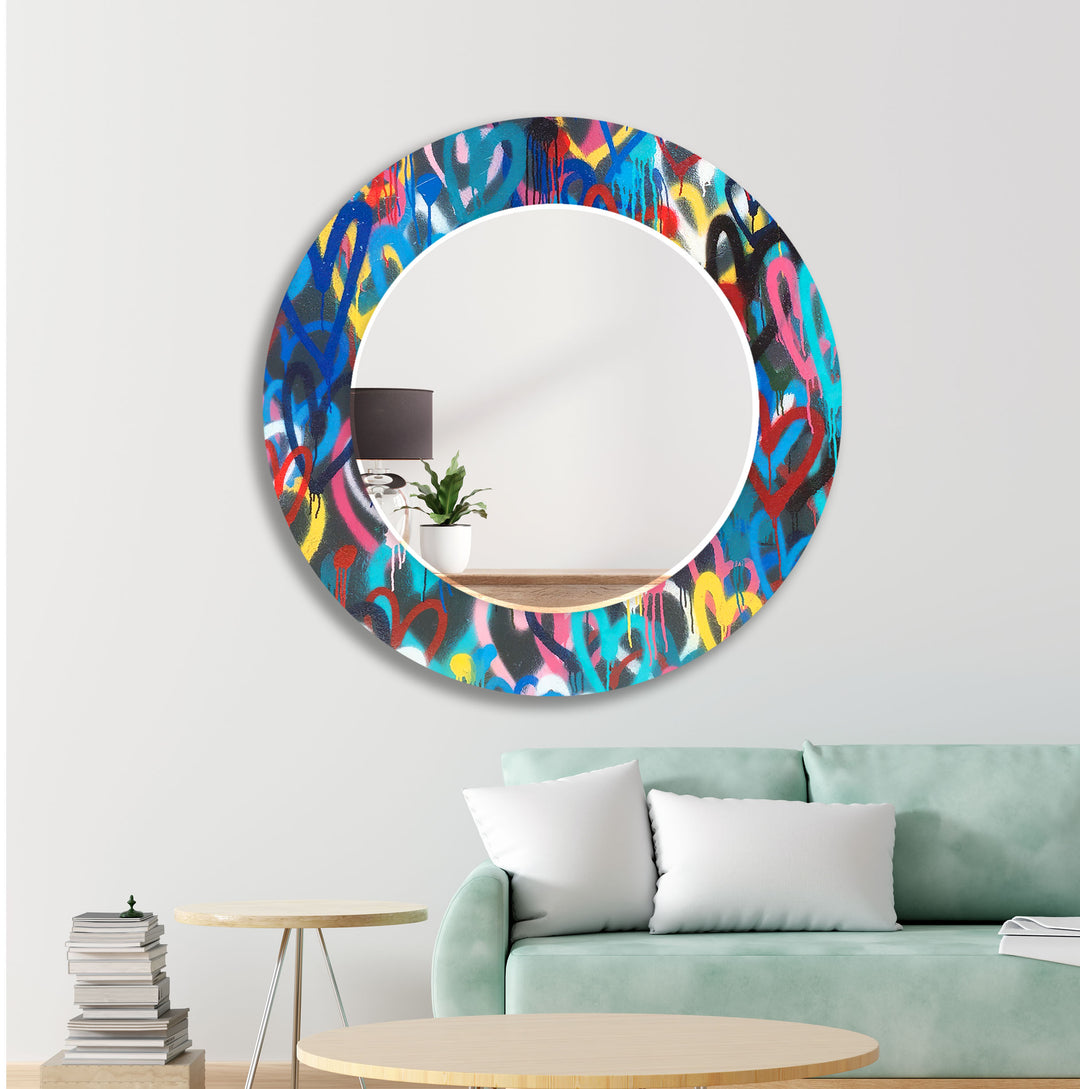 Abstract Colorful Graffiti Wall Mirror Dining Room Mirror
