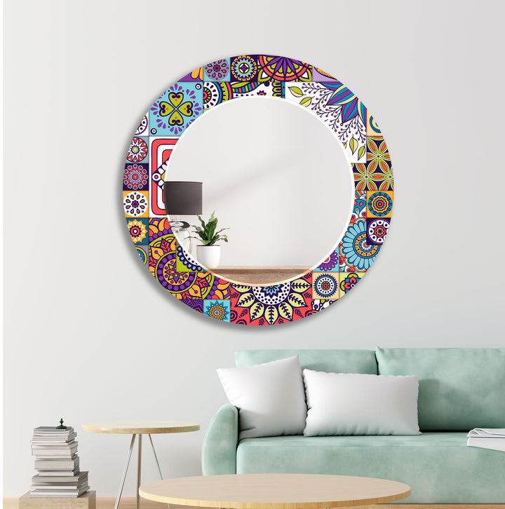 Colored Mosaic Wall Mirrors Black Wall Mirror
