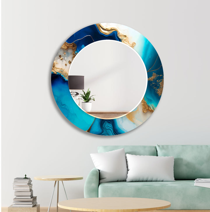 Dark Blue and Golden Wall Mirrors Dining Room Wall Mirror
