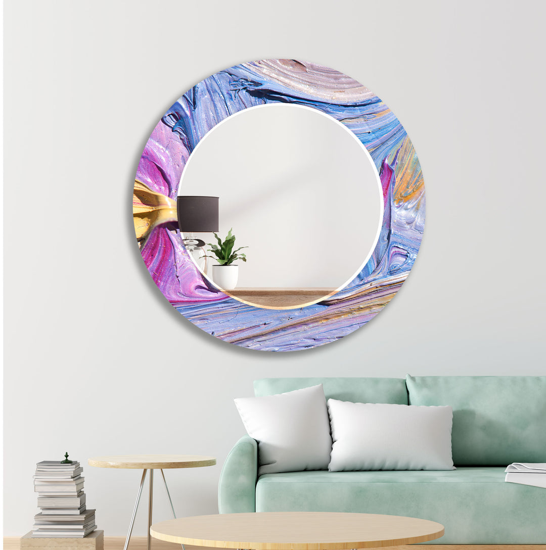 Purple Abstract Oil Art Wall Mirror Green Mirror	
