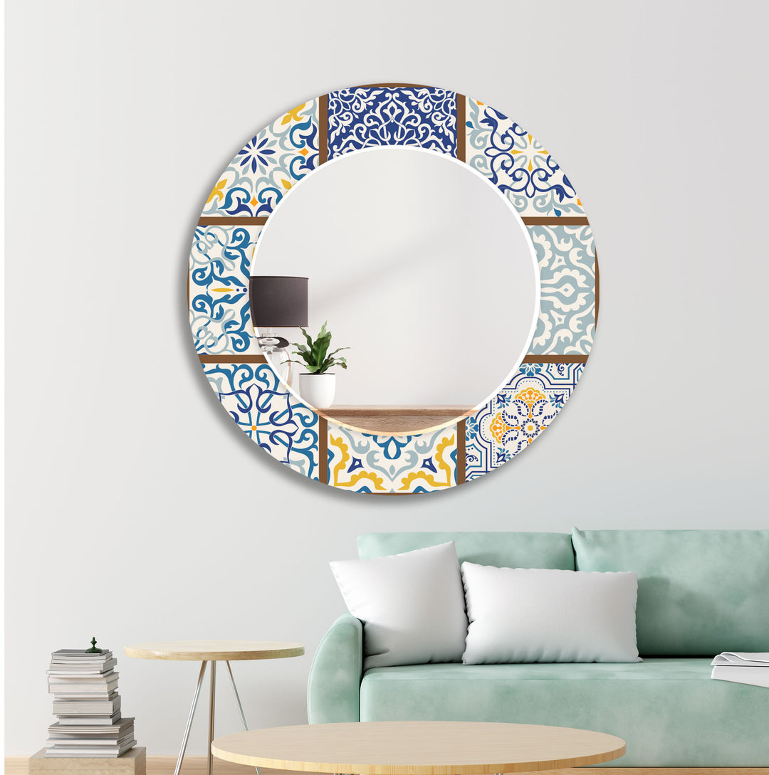 Brown & Blue Mosaic Wall Mirror large living room mirror
