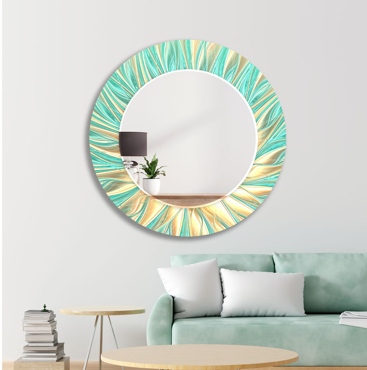 Green & Beige Wall Mirrors Framed Mirror
