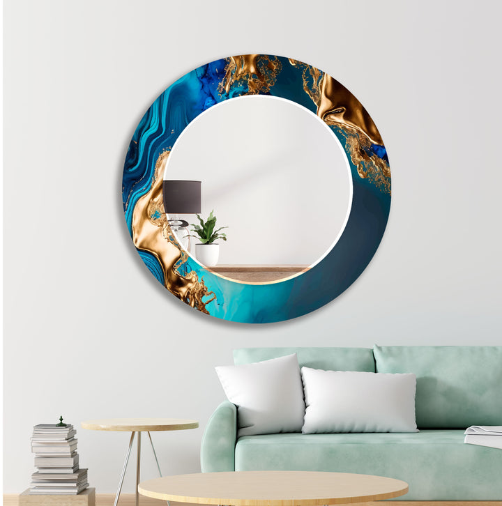 Blue and Gold Abstract Wall Mirror full body mirror
