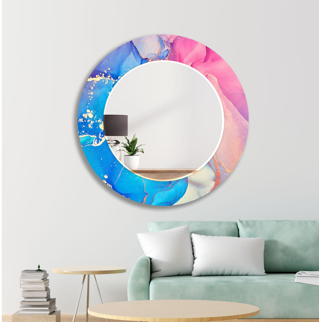 Blue Pink Marble Wall Mirror Square Wall Mirror
