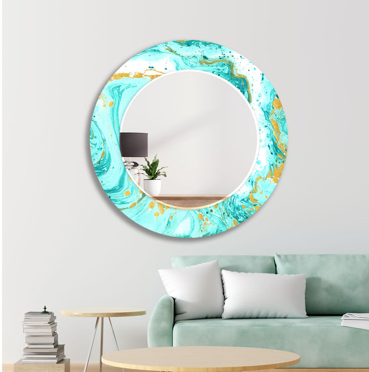 Turquoise Marble Wall Mirror Small Mirror
