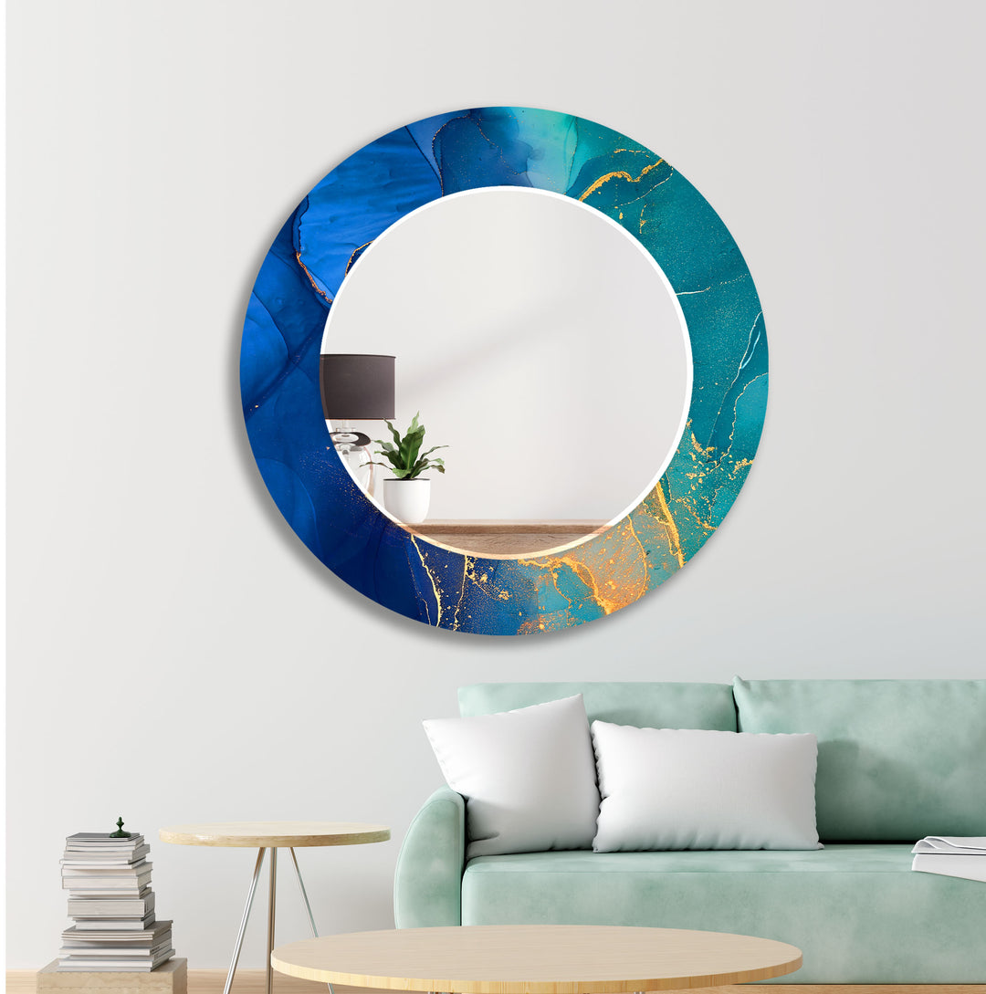 Blue & Green Round Wall Mirror Rectangle Wall Mirror
